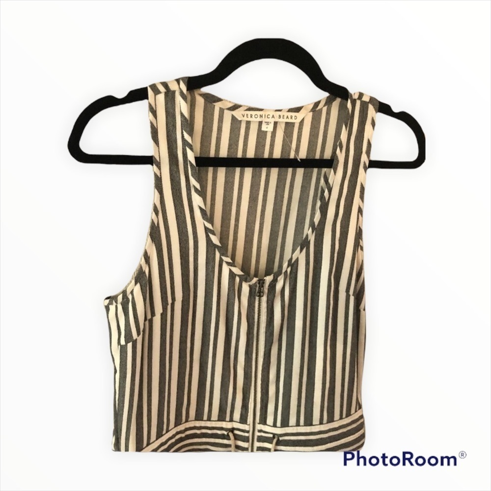 Veronica Beard Ivory Stripe Harbour Racerback Midi Dress Size 4 - Picture 7 of 10